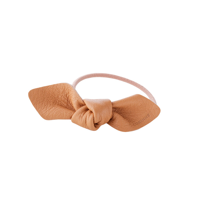 Corinne - Bow Small Hair Tie - Camel